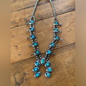 Turquoise shadow box style Squash Blossom